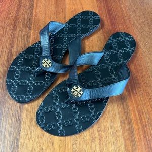 Tory Burch Monroe Thong Sandals - black, size 9